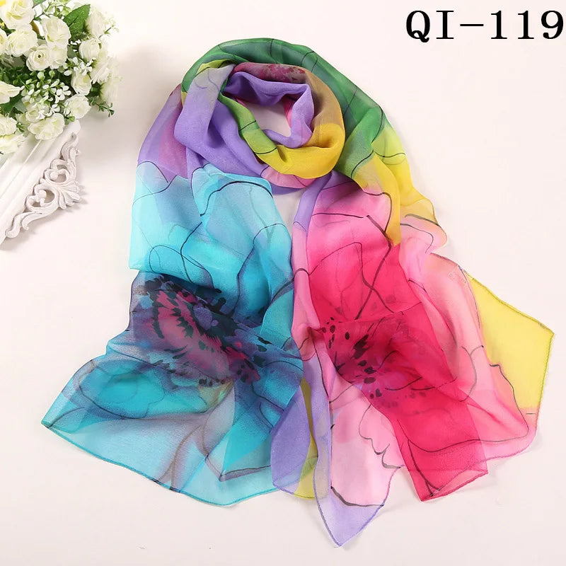 Multiple Lotus Leaf Flower Chiffon Georgette Bandana Scarf Women