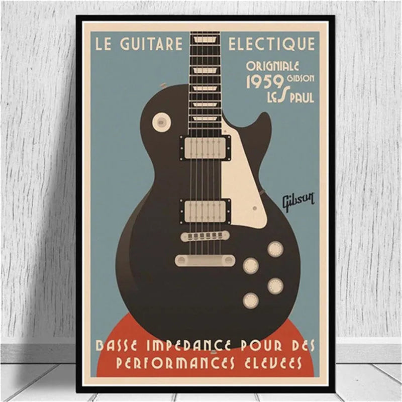 Guitar Wall Pictures Canvas Poster And Prints Modern Musical Instruments Painting For Living Room Bar Home Decor Aesthetic Peaceful Pleasures Health and Wellness H 50X70cm No frame