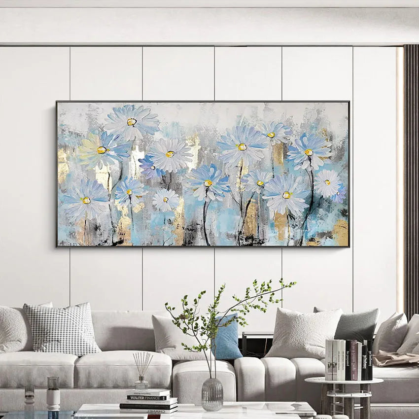 Beautiful flower canvas oil painting art pictures are 100% handmade and customized hung in the hotel restaurant living room Peaceful Pleasures Health and Wellness