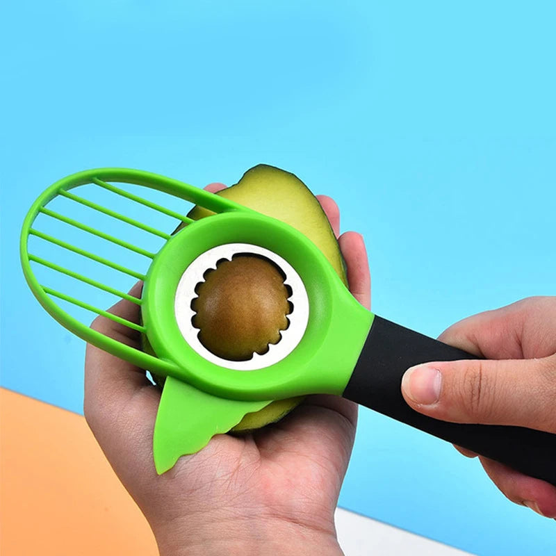 3 In 1 Avocado Slicer Shea Corer Butter Fruit Peeler Cutter Pulp Separator Plastic Knife Kitchen Vegetable Tools Kitchen Gadgets