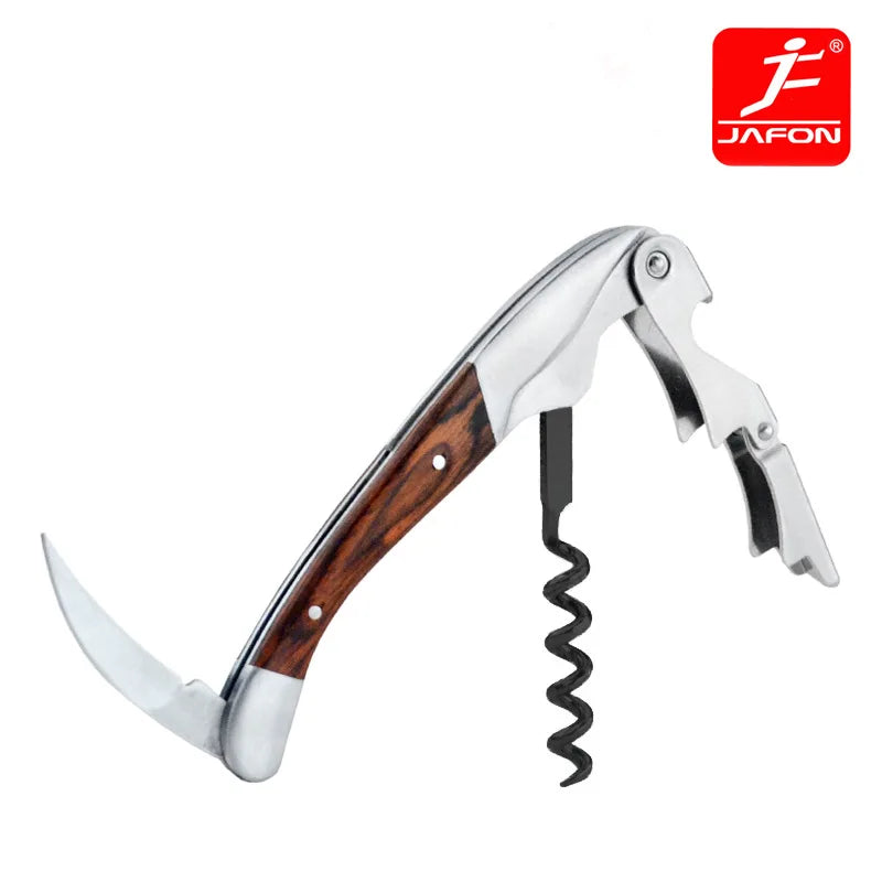 Wine Corkscrew Bottle Opener Inlay Wood in Bar Accesories Kitchen Tools Home Bar Opener Cork Taps Non-Stick Worm Black Paint Peaceful Pleasures Health and Wellness