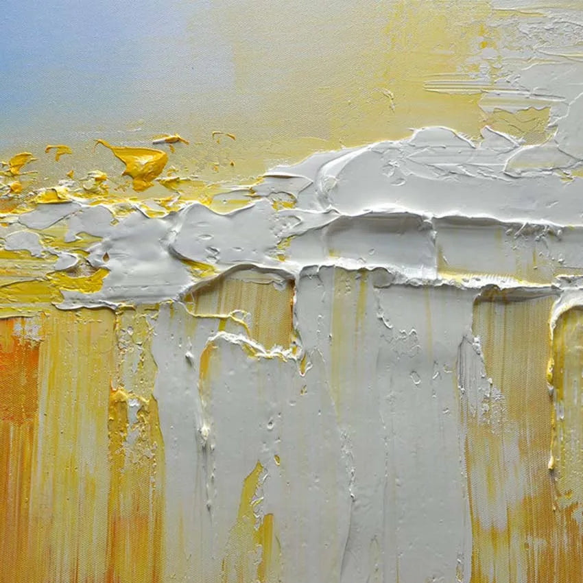 Blue Yellow Abstract Handmade Canvas Oil Painting | Wall Art Canvas Oil Painting Peaceful Pleasures Health and Wellness
