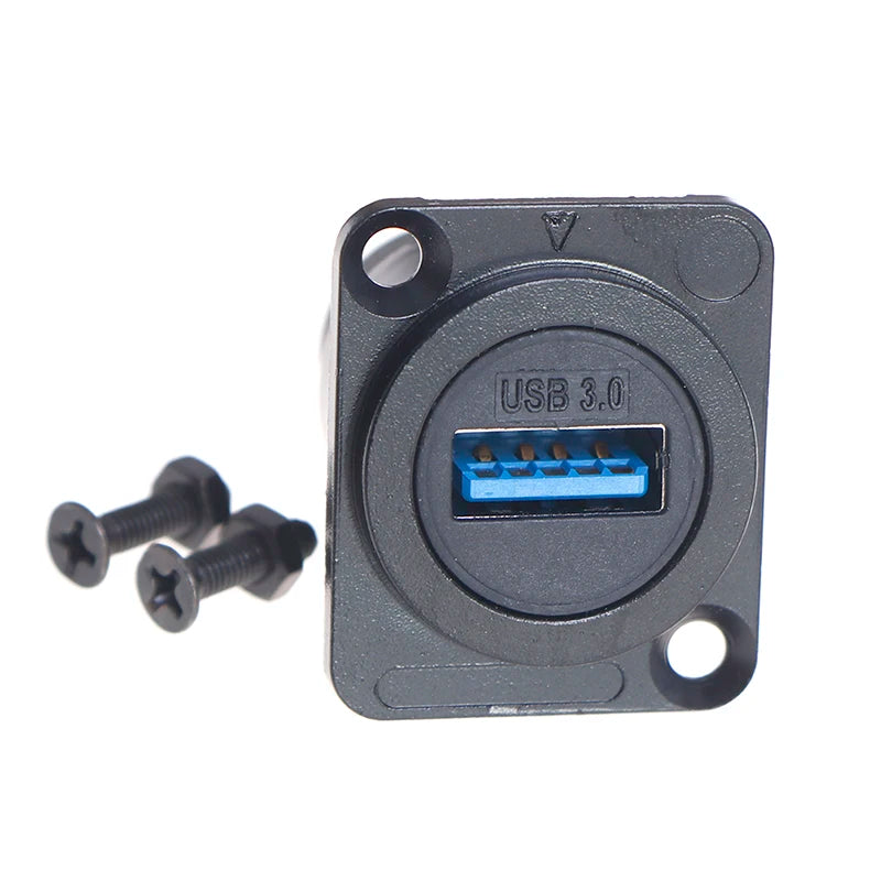 D-Type USB 3.0 Panel Mount Double Pass Metal Connector