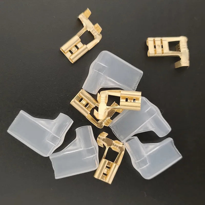 20Sets/40pcs Gold Plating 6.3 The Plug Spring Insulated Terminal Cold Terminal Flag L Shape Plug Spring Terminals Copper Peaceful Pleasures Health and Wellness