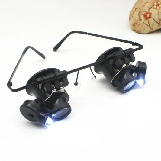 Double Glasses Type with Led Light Watch Repair Management 20X Head Wear High-Definition Plastic Lens Magnifying Glass Peaceful Pleasures Health and Wellness Default Title