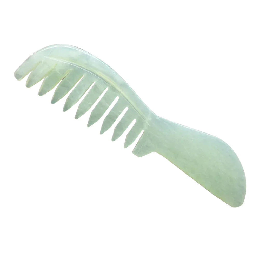 Natural Jade Massage Comb – Scalp Stimulator & Gua Sha Tool
