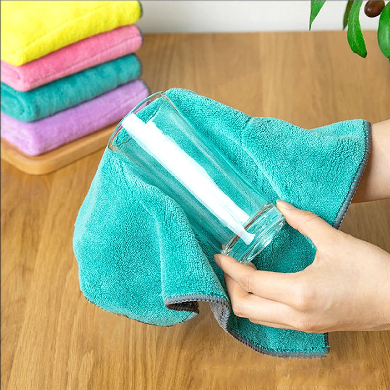 Coral Fleece Microfiber Kitchen Dish Towels & Cleaning Cloths