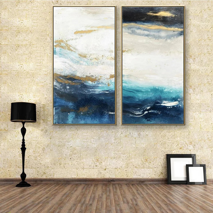 Duplex Living Room Background Wall Handmade Canvas Oil Painting Abstract Vertical Version Porch Corridor Home Decoration Posters Peaceful Pleasures Health and Wellness