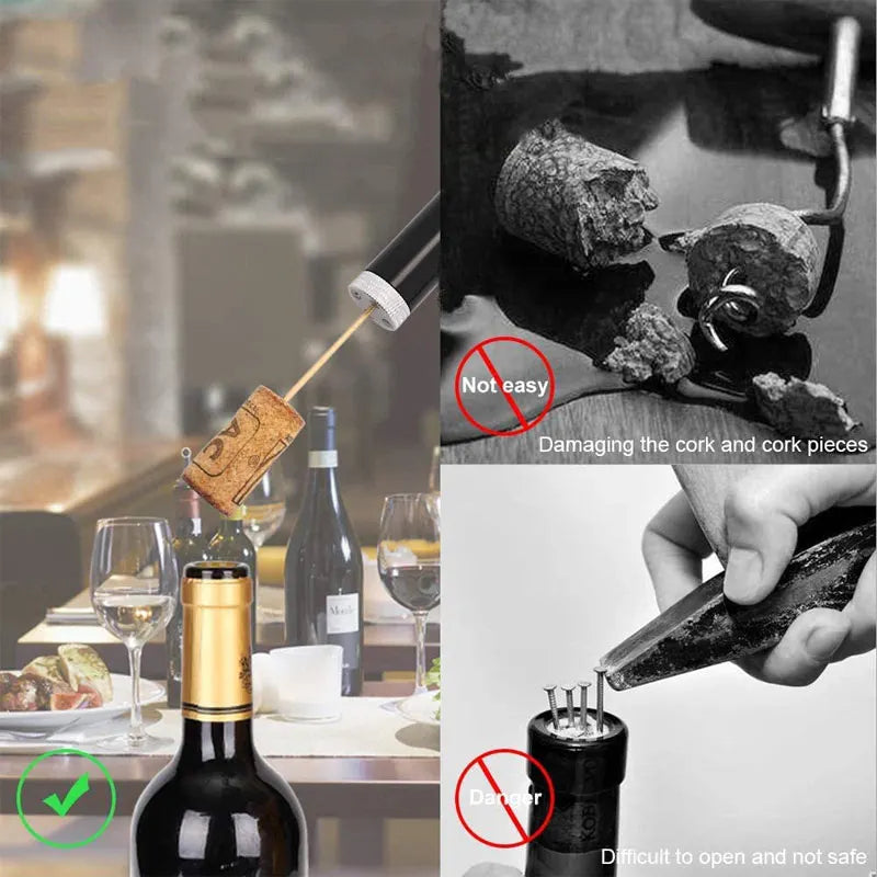 Portable Wine Bottle Opener, Air Pump Stainless Steel Pin Jar Cork Remover Corkscrew Kitchen Bar Accessories Gfit Opening Tools Peaceful Pleasures Health and Wellness
