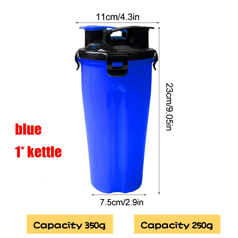 2-in-1 Portable Pet Water & Food Container with Foldable Silicone Bowl | Travel Dog & Cat Feeder – 350ml + 250g