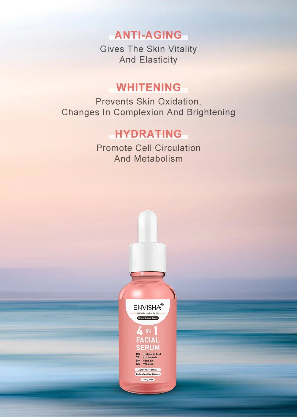 ENVISHA Facial Serum – Hyaluronic Acid, Niacinamide & Astaxanthin Peaceful Pleasures Health and Wellness