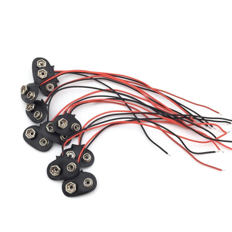 100PCS 9V Volt Battery Snap Connector Clip with Lead Wire 150MM Cable Peaceful Pleasures Health and Wellness