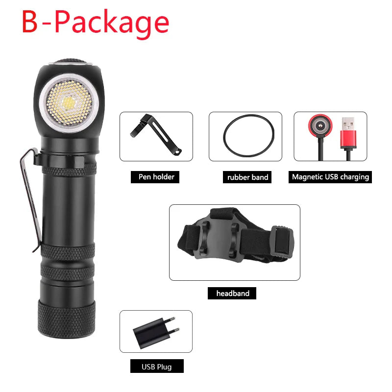 POCKETMAN XHP50 LED Rechargeable Flashlight & Head Torch – Magnetic USB