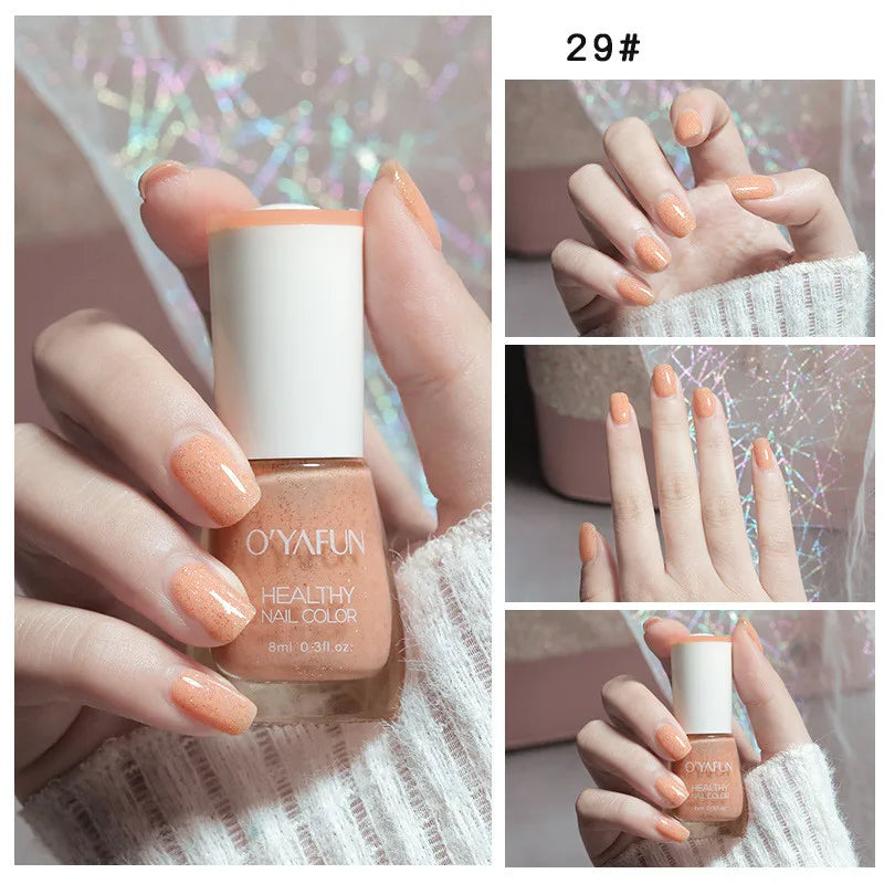 Quick-Dry Tearable Nail Polish | Glitter Matte Waterproof 40 Colors