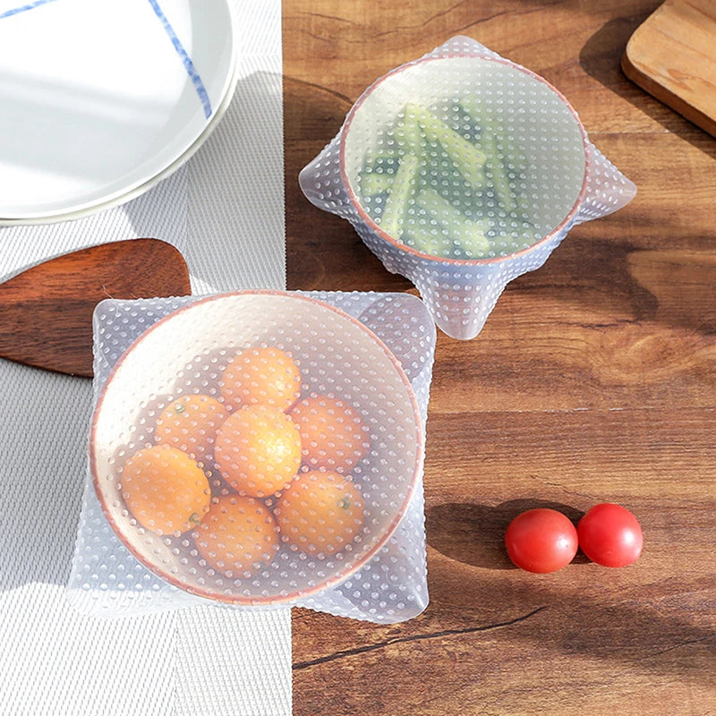 Reusable Silicone Stretch Lids 4-Piece Food Storage Cover Set