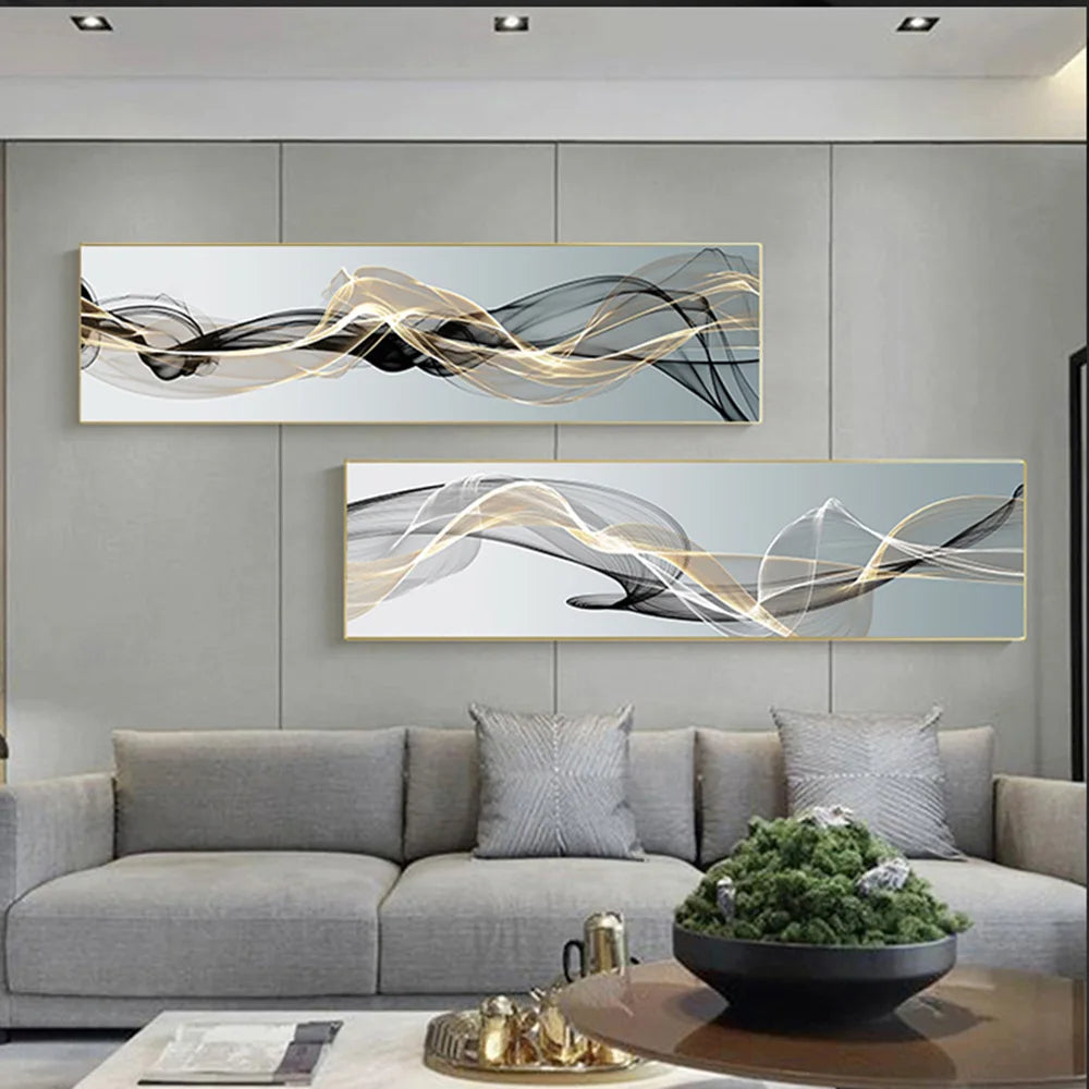 Modern Abstract Lines Canvas Painting Posters and Prints Nordic Wall Art Picture for Living Room Bedroom Luxury Home Decoration Peaceful Pleasures Health and Wellness
