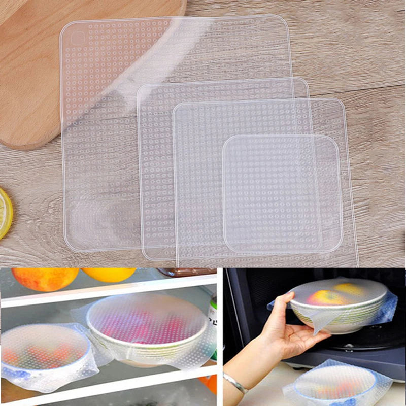 Reusable Silicone Stretch Lids 4-Piece Food Storage Cover Set