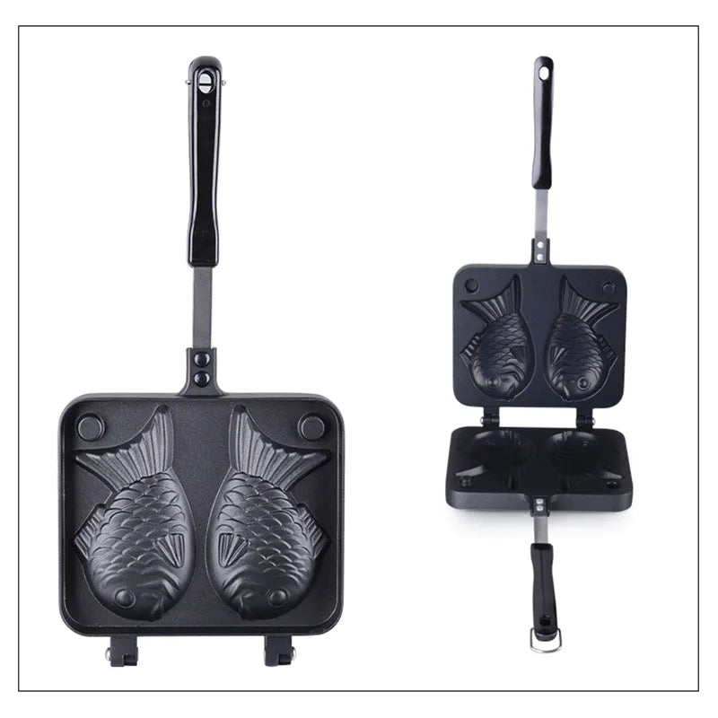 Taiyaki Japanese Fish-Shaped Bakeware Waffle Pan Maker Japanese Pancake Double Pan Stainless Steel Frypan Home Cake Tools Peaceful Pleasures Health and Wellness