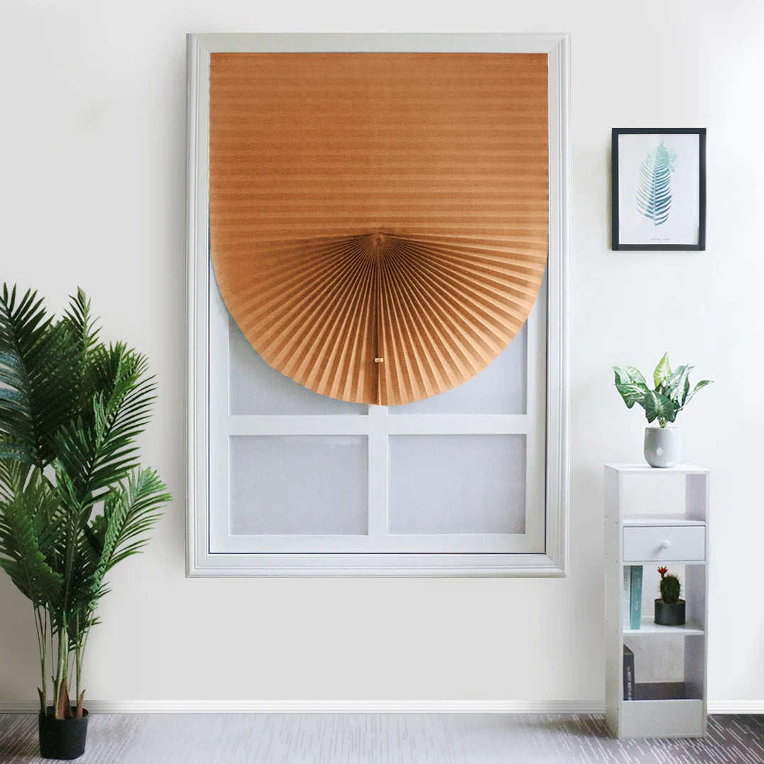Pleated Window Shade Adhesive Blinds Light Blocking Fabric Shade Half blackout For Window Door Zebra Roman Curtain Temporary Peaceful Pleasures Health and Wellness Blinds Orange 60W x 150 cm L
