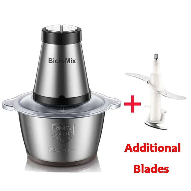 BioloMix 500W Electric Chopper & Meat Grinder – 2L Stainless Steel, 2 Speeds