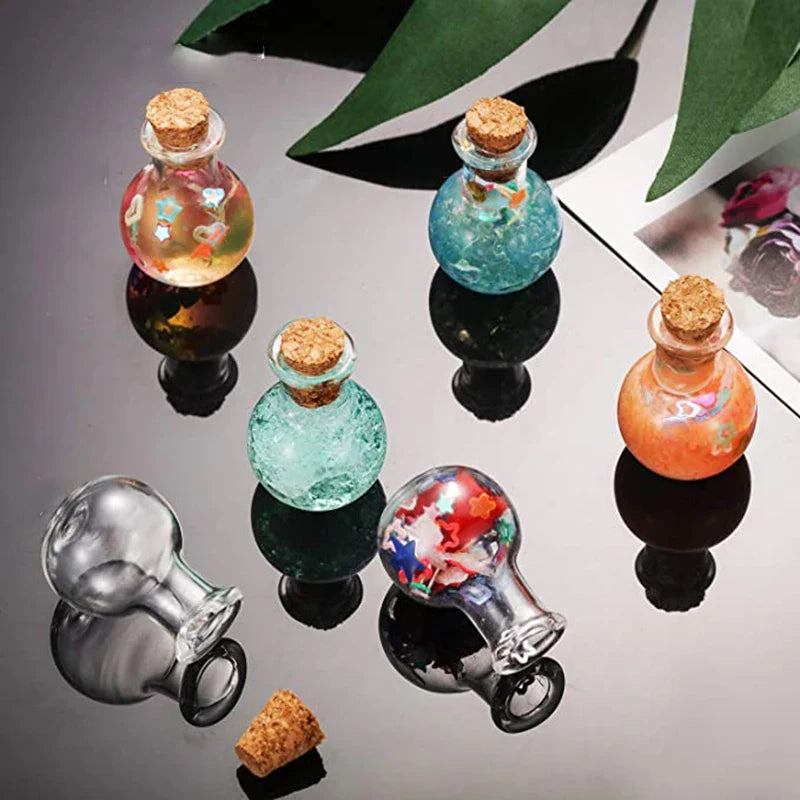 10-Pack Mini Clear Glass Bottles with Cork Stoppers – DIY Crafts
