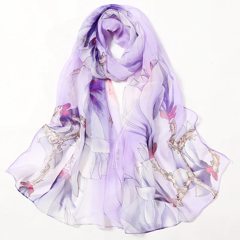 Multiple Lotus Leaf Flower Chiffon Georgette Bandana Scarf Women