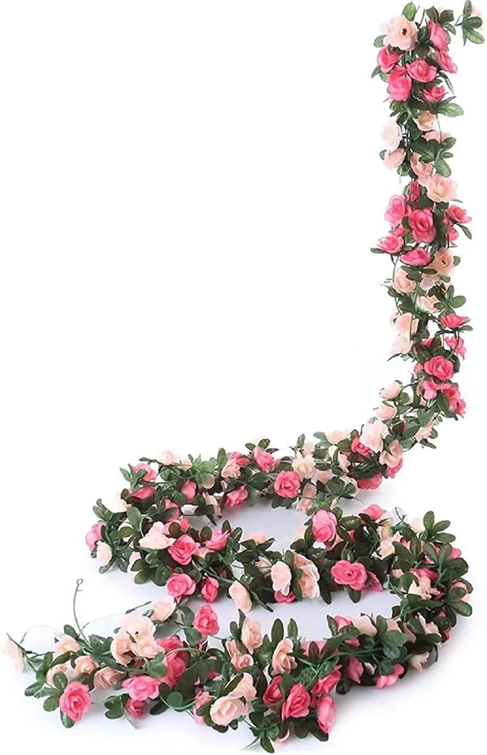 2.5m Flower Garland Fake Rose Vine Artificial Flowers Hanging Rose Ivy Hanging Baskets Wedding Arch Garden Background Decor Peaceful Pleasures Health and Wellness