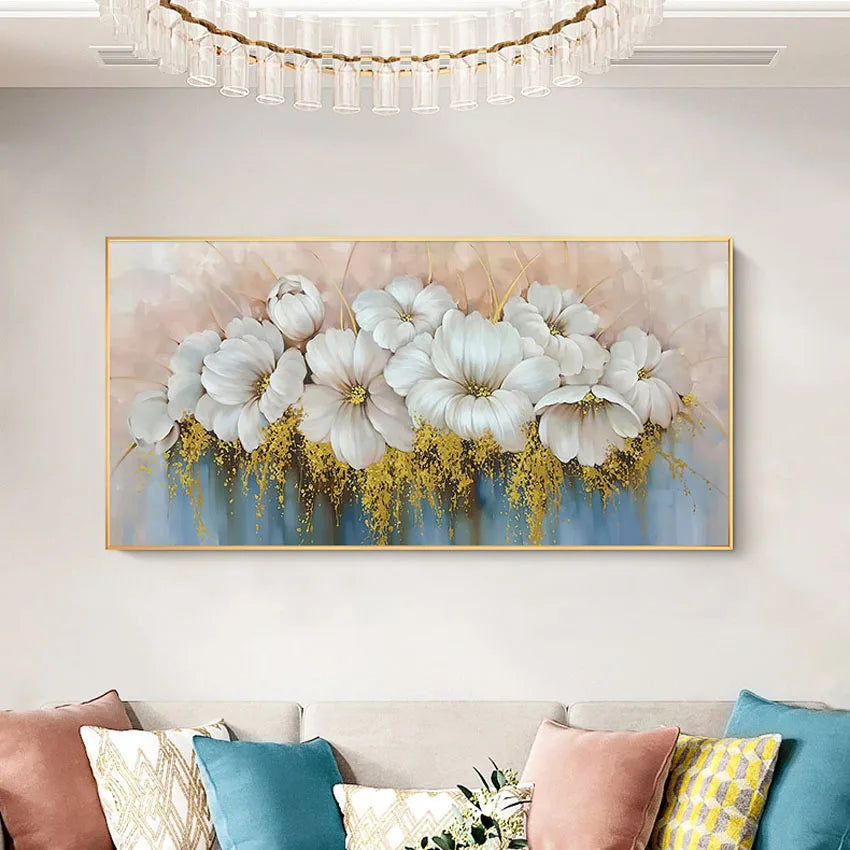 Household goods wall art beautiful flowers canvas oil painting hand-made hanging in the hotel restaurant living room and bedroom Peaceful Pleasures Health and Wellness No frame 60cmx90cm