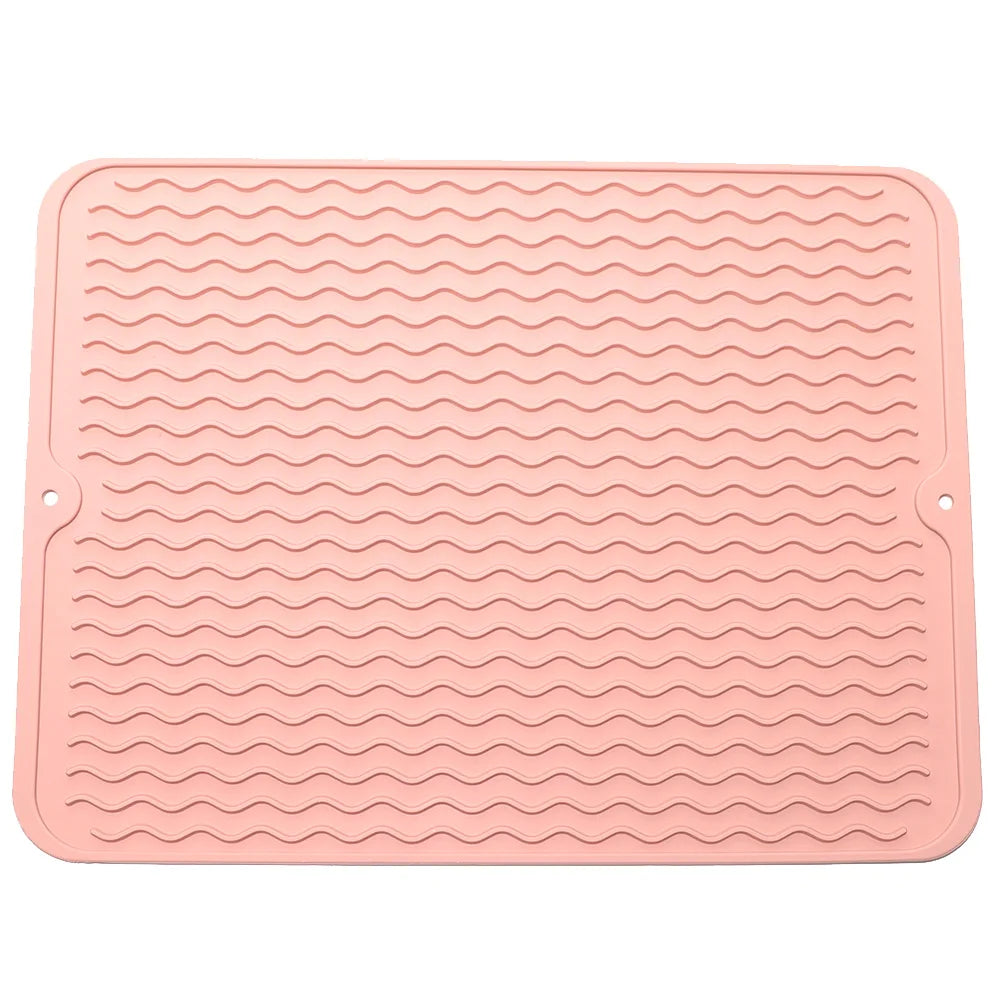Silicone Dish Drying Mat, 40 x 30cm - Large Dish Drying Mat, Counter top Mat, Dish Draining Mat, Sink Mat, Large Silicone Trivet Peaceful Pleasures Health and Wellness Pink