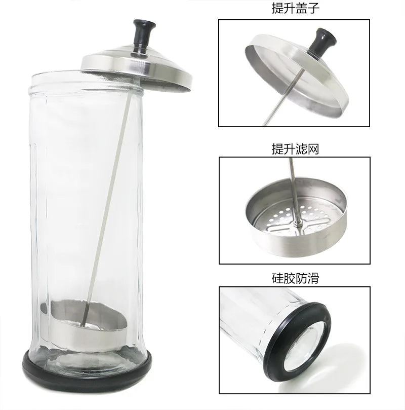 Barbershop Disinfection shears Comb Jar Salon Stainless Steel Sterilization Bottle Glass Filter Clean Barber Sterilization Tools Peaceful Pleasures Health and Wellness