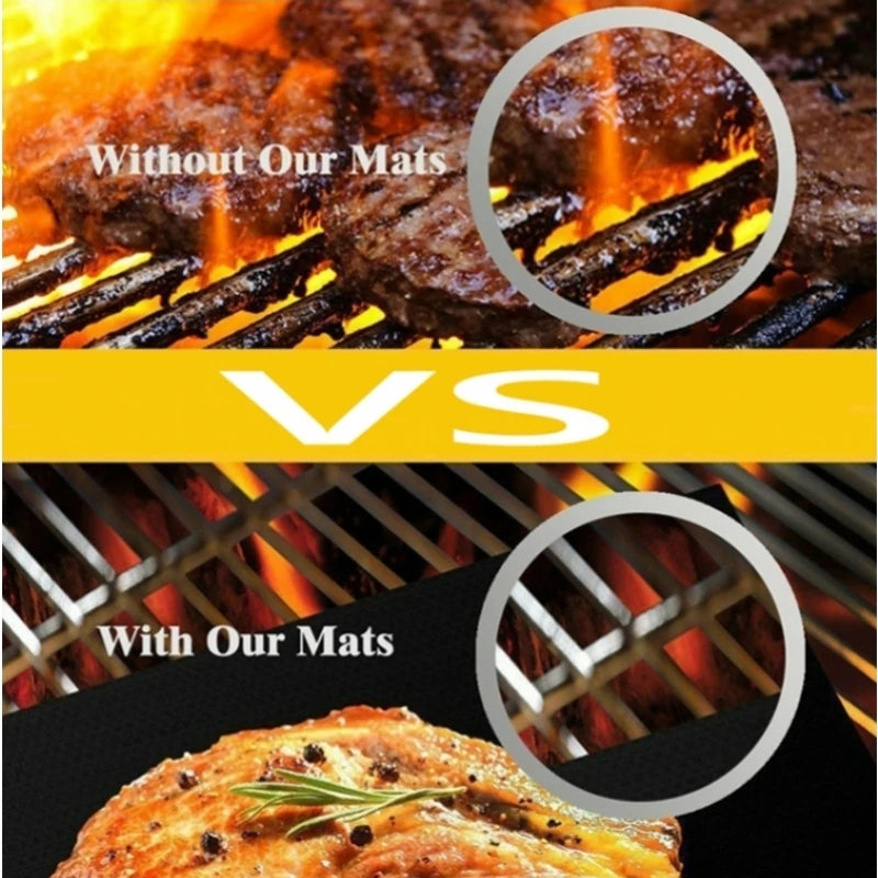 PTFE Non-Stick BBQ Grill Mat – 40×30cm Reusable Baking Liner, Heat Resistant to 400°C, Dishwasher Safe