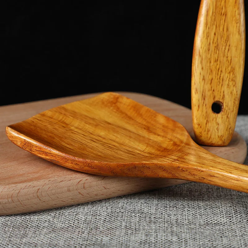Beech Wood Turner Spatula – Non-Stick Wooden Cooking Shovel & Kitchen Utensil
