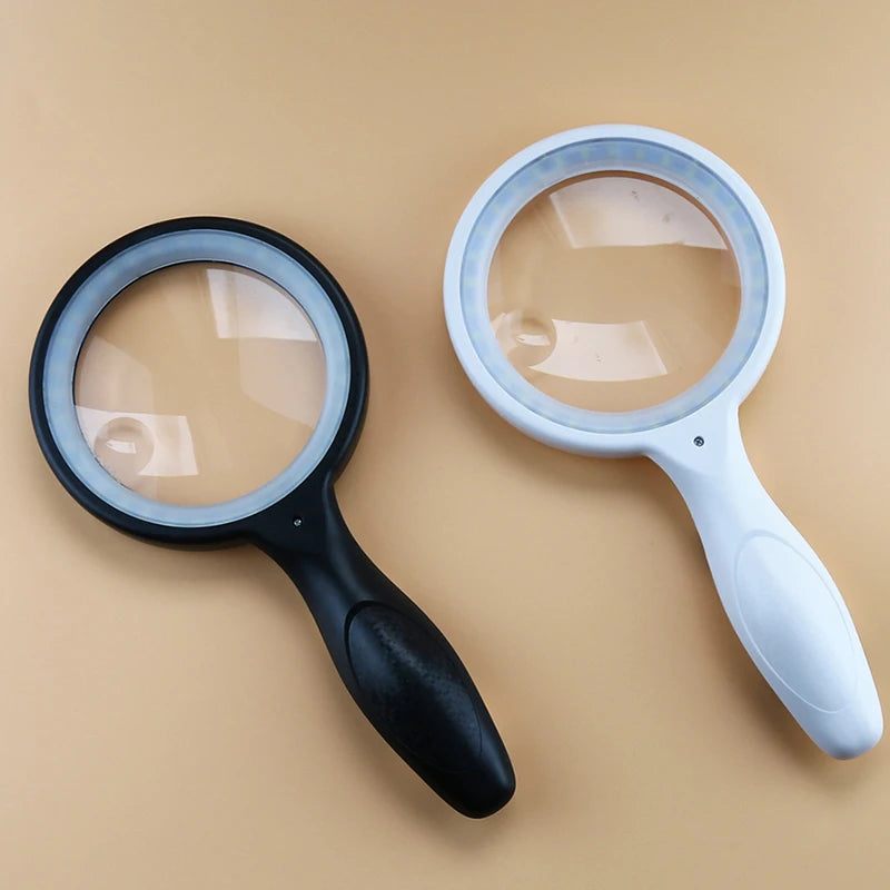 Handheld Magnifying Glass with USB Charging Cable LED Ring Light Touch Switch Three-level Brightness Magnifying Glass Peaceful Pleasures Health and Wellness