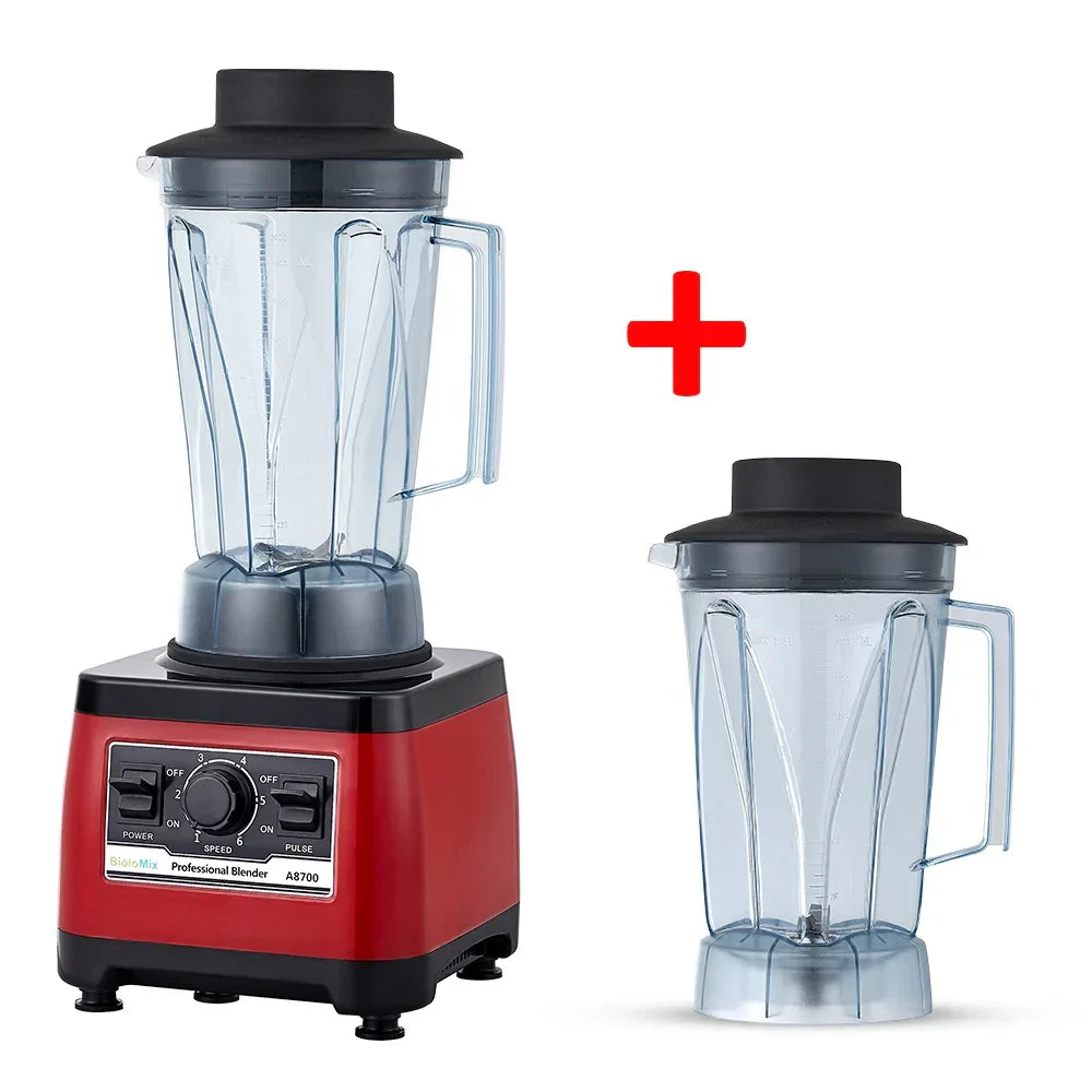 BPA Free Heavy Duty Commercial Grade Blender | 2200W Peak Power Blenders Peaceful Pleasures Health and Wellness Red with extra jar EU Plug Saudi Arabia