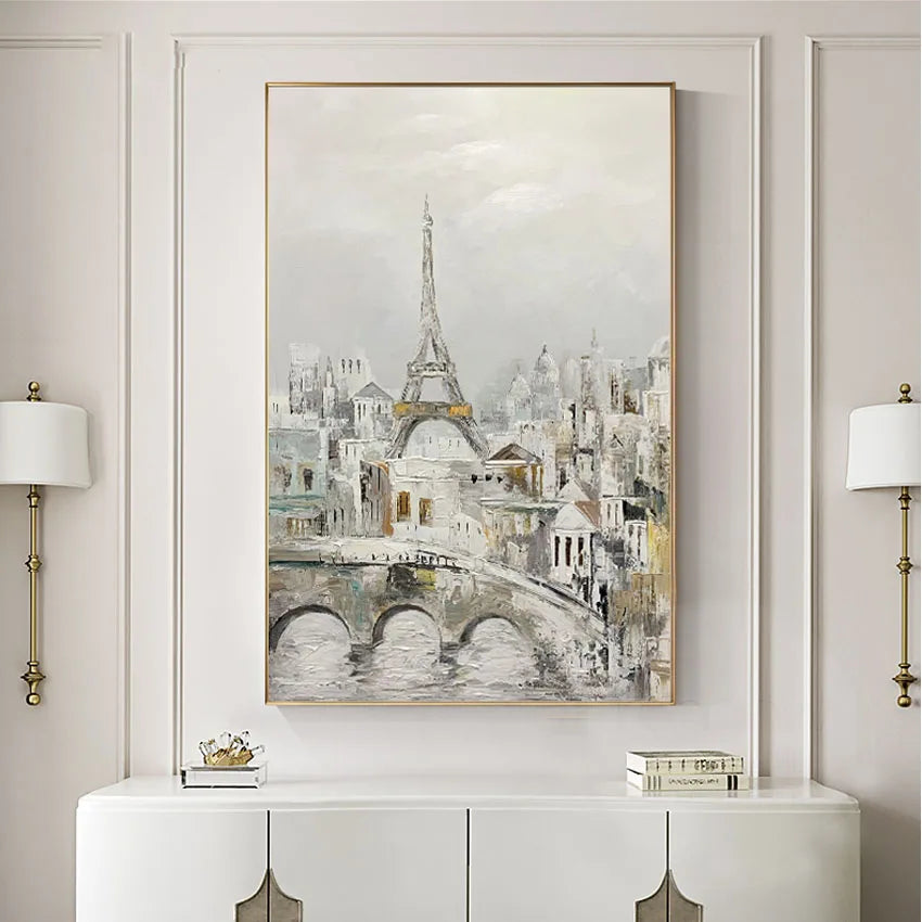 Eiffel Tower Handmade Canvas Frameless Oil Painting Home Decor Abstract Art Poster For Bedroom Living Room Hotel Restaurant KTV Peaceful Pleasures Health and Wellness
