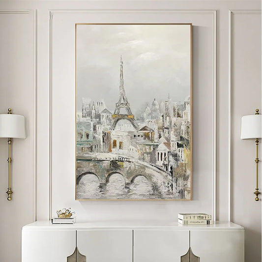 Eiffel Tower Handmade Canvas Frameless Oil Painting Home Decor Abstract Art Poster For Bedroom Living Room Hotel Restaurant KTV Peaceful Pleasures Health and Wellness
