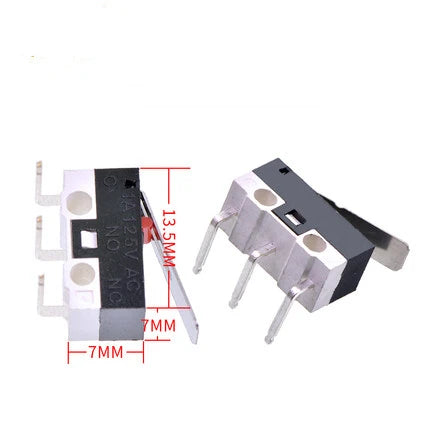 5Pcs Micro Limit Switch Momentary Push Button Switch 1A 125V AC Mouse Switch 3Pins Long Handle Roller Lever Arm SPDT 12*6*6mm Peaceful Pleasures Health and Wellness Left Curved needle