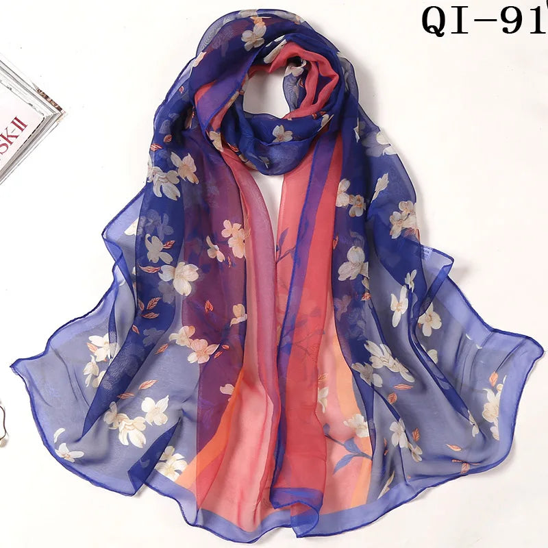 Multiple Lotus Leaf Flower Chiffon Georgette Bandana Scarf Women