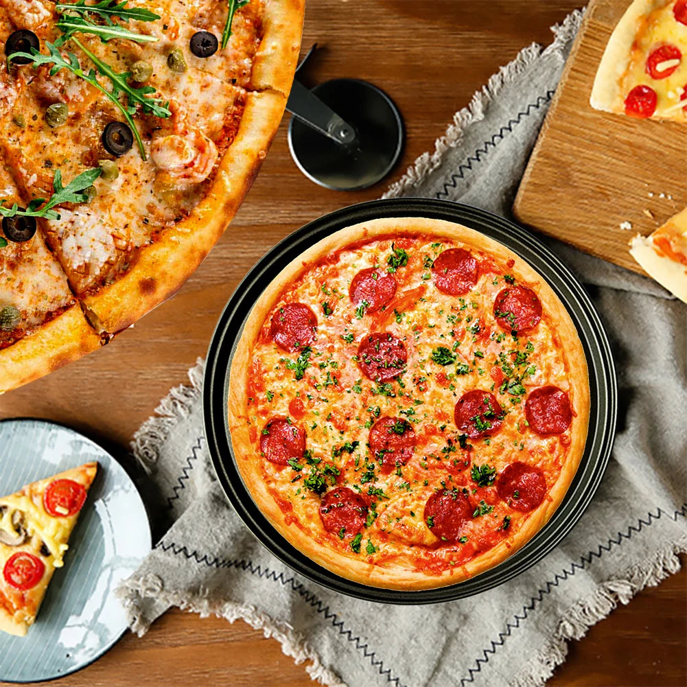 26/28/32CM Carbon Steel Non-stick Pizza Baking Pan Mesh Tray Plate Round Deep Dish Pizza Pan Tray Mould Bakeware Baking Tool Peaceful Pleasures Health and Wellness