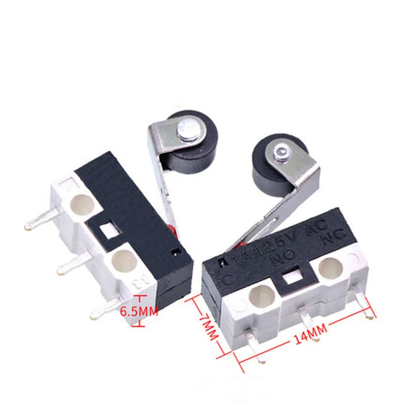 5Pcs Micro Limit Switch Momentary Push Button Switch 1A 125V AC Mouse Switch 3Pins Long Handle Roller Lever Arm SPDT 12*6*6mm Peaceful Pleasures Health and Wellness