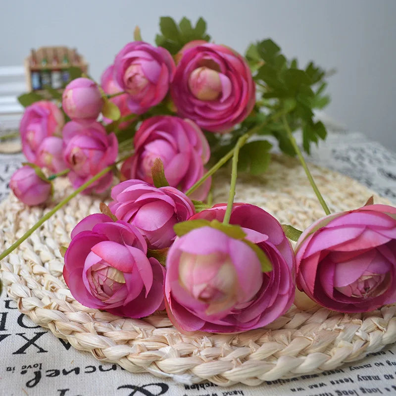 Silk Tea Rose Artificial Flower Bouquet – 8 Heads, 95cm
