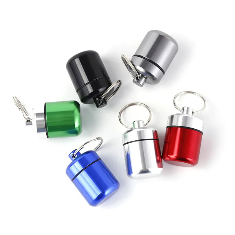 Mini Portable Aluminium Pill Case Keychain Outdoor Pocket Pill Box Container Carry Bottle Case Hearing Protection Earplugs Box Peaceful Pleasures Health and Wellness