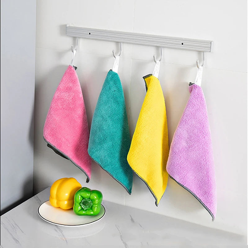 Coral Fleece Microfiber Kitchen Dish Towels & Cleaning Cloths