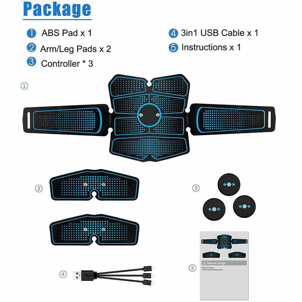 EMS Abs Stimulator Belt – 8 Pad Muscle Toner for Core & Arms