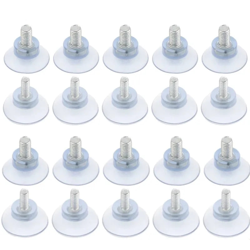 10-Pack M6/M8 Rubber Suction Cups with Screw Nut – Clear Hooks