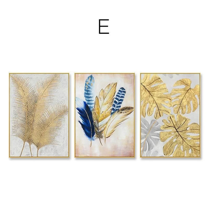 Hand Drawn Canvas Oil Painting Sofa Background Wall Decor Art Custom Abstract Leaf Frameless Mural Living Room Hanging Picture Peaceful Pleasures Health and Wellness
