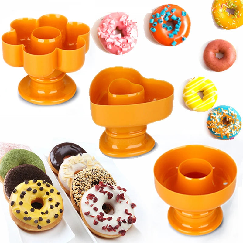 4-Style Donut Maker & Cutter Mold Set – Food-Grade Plastic DIY Doughnut, Fondant & Pastry Baking Tool