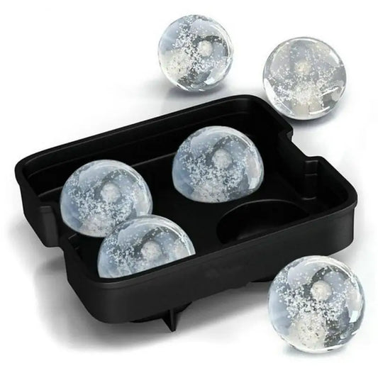 1pc Cocktail Whiskey Ice Ball Maker Tray 4 Large Silicone Ice Molds DIY Round Mould Kitchen Bar Accessories Supplies Peaceful Pleasures Health and Wellness