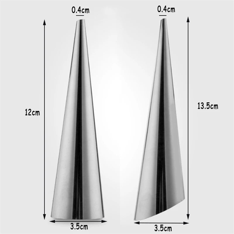 5-Piece Stainless Steel Cream Horn Cone Mold Tubes – Spiral Croissant & Pastry Roll Baking Molds