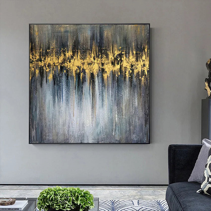 Canvas Oil Painting Frameless Acrylic Pigment 100% Handmade Yellow Modern Abstract Wall Decoration Art For Home Hotel Restaurant Peaceful Pleasures Health and Wellness